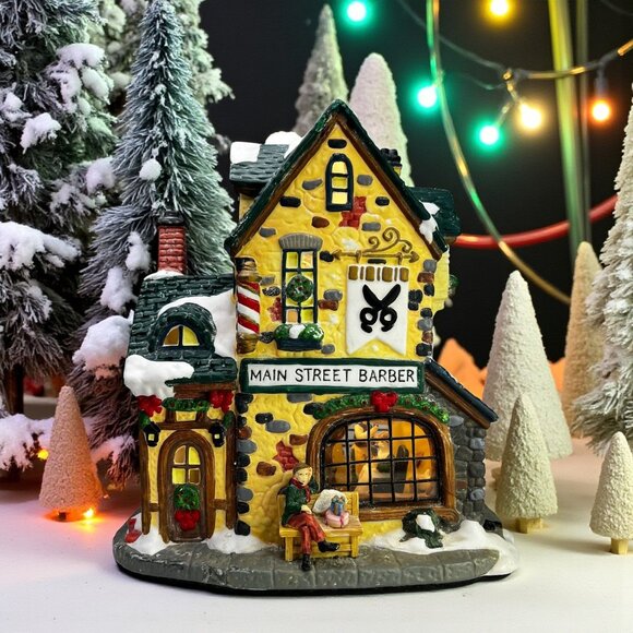 Santas Workbench Main Street Barber Christmas Village Building (Damaged) 1999 - Picture 1 of 11